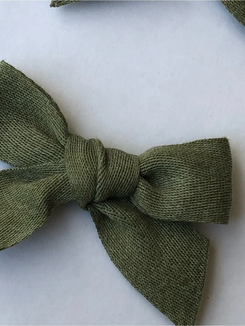 Handmade Olive Green Cotton Hair Bows - Set of 2